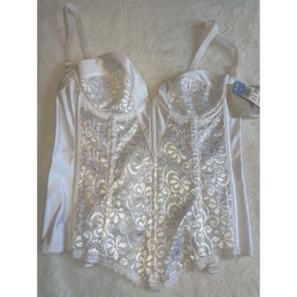 Vintage CARNIVAL White Lace Bustier Convertible Straps Bra Corset 34 B # 337